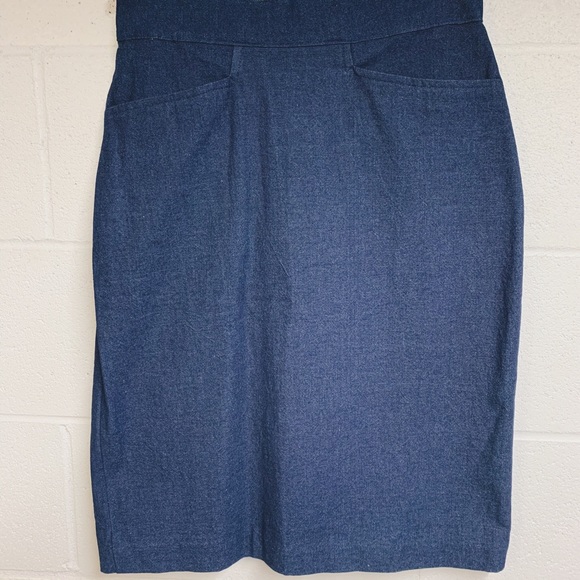 Vintage High waist deep navy denim skirt - Picture 5 of 7